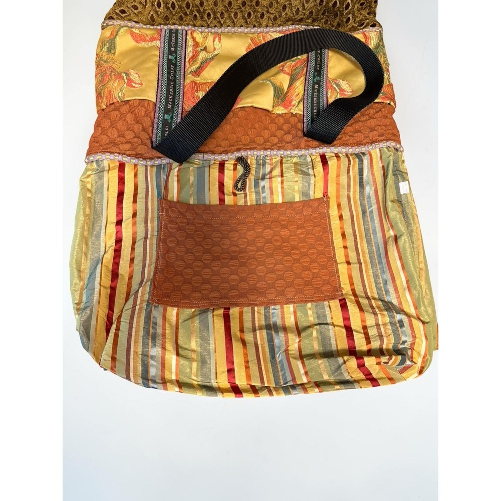 Mackenzie-Childs Large Fabric Tote Floral Print Quilted Brown Carryall Bag Rare - Picture 6 of 16